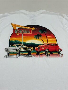 In N Out Burger White Shirt California Size Medium Classic Cars Retro